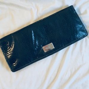 Nine West Fold Over Faux Crocodile Clutch